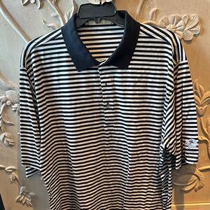Fairway & Greene Black and White Striped Polo